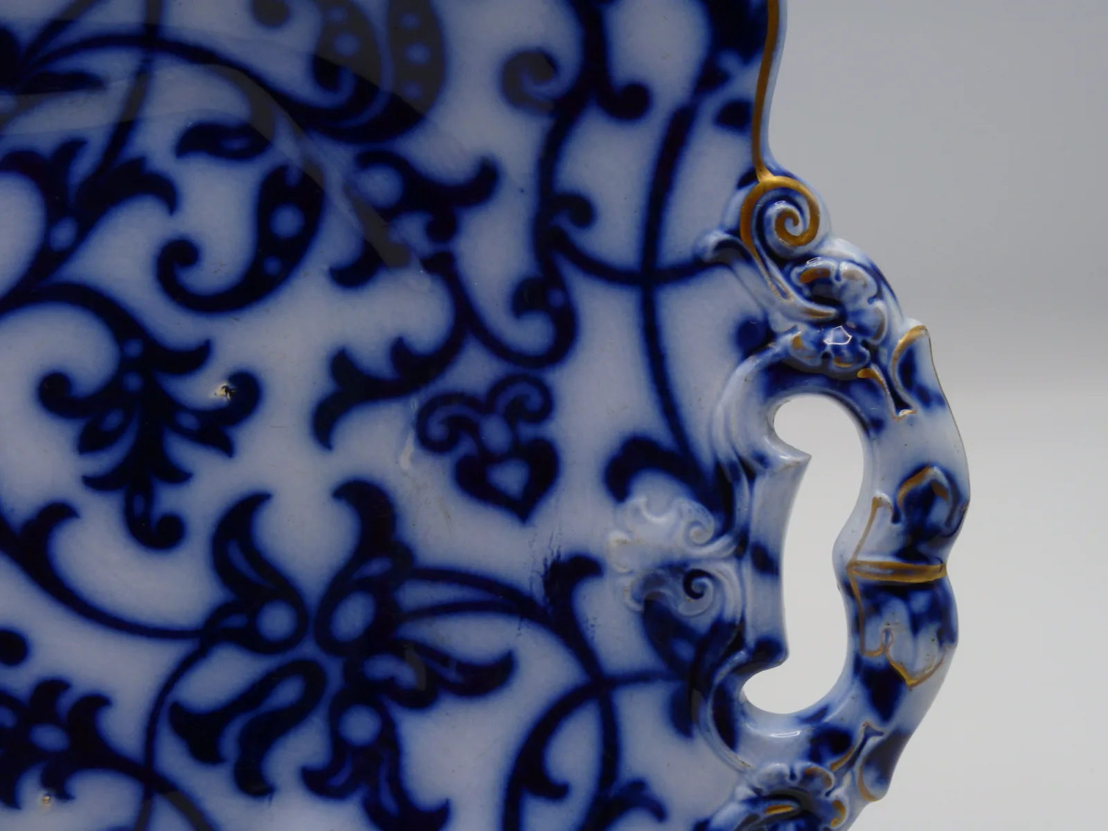 Flow Blue Handled Cake Plate - Royal Lily - Image 9