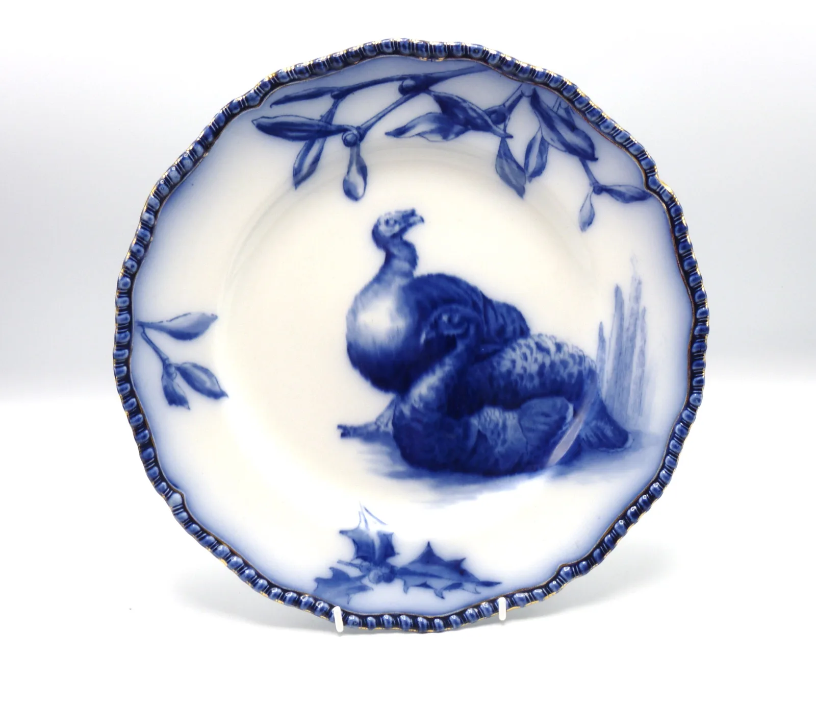 Doulton Flow Blue Christmas Turkey Plate