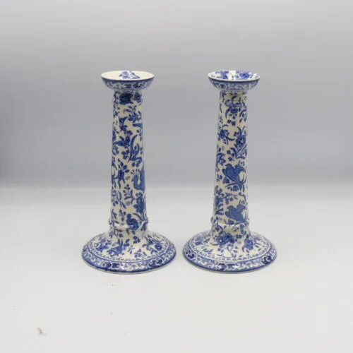 Blue & White Burgess & Leigh Candlsticks