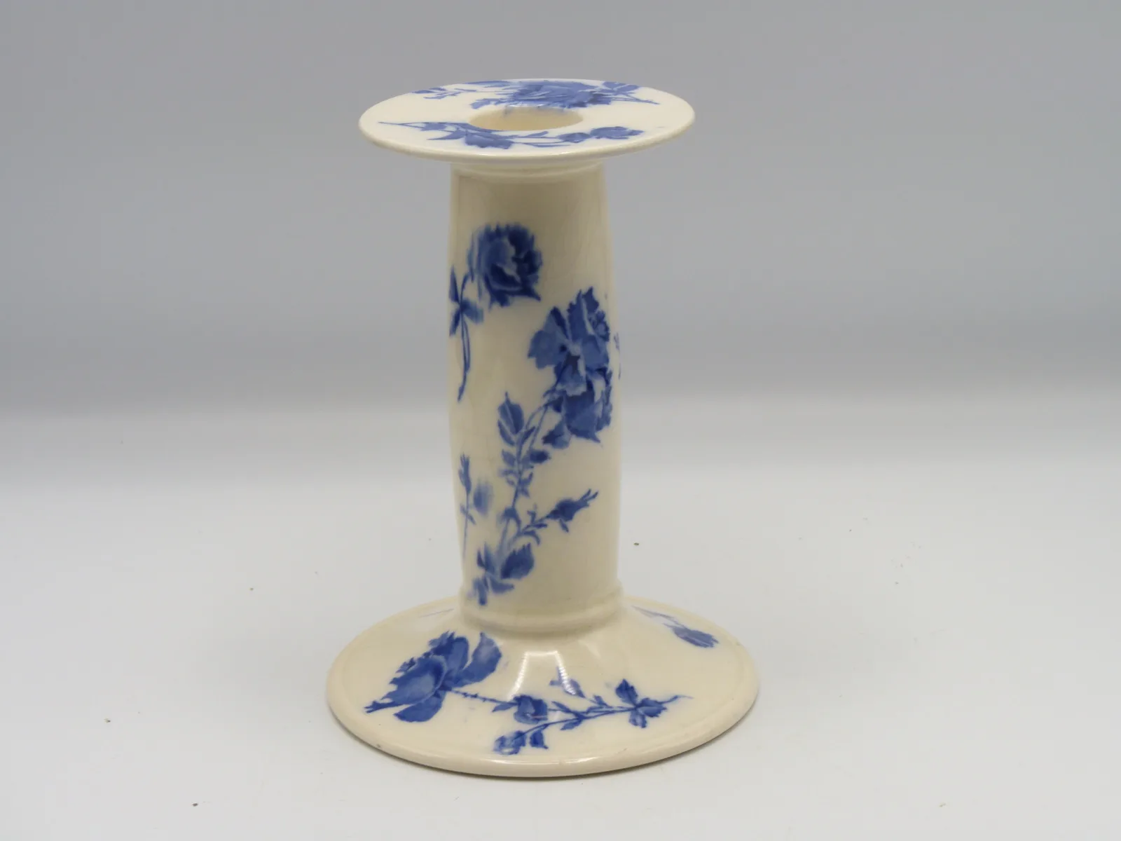 Flow Blue Gloire De Dijon Candlestick - Doulton