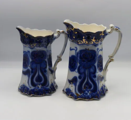 Flow Blue Art Nouveau Jug - Image 6
