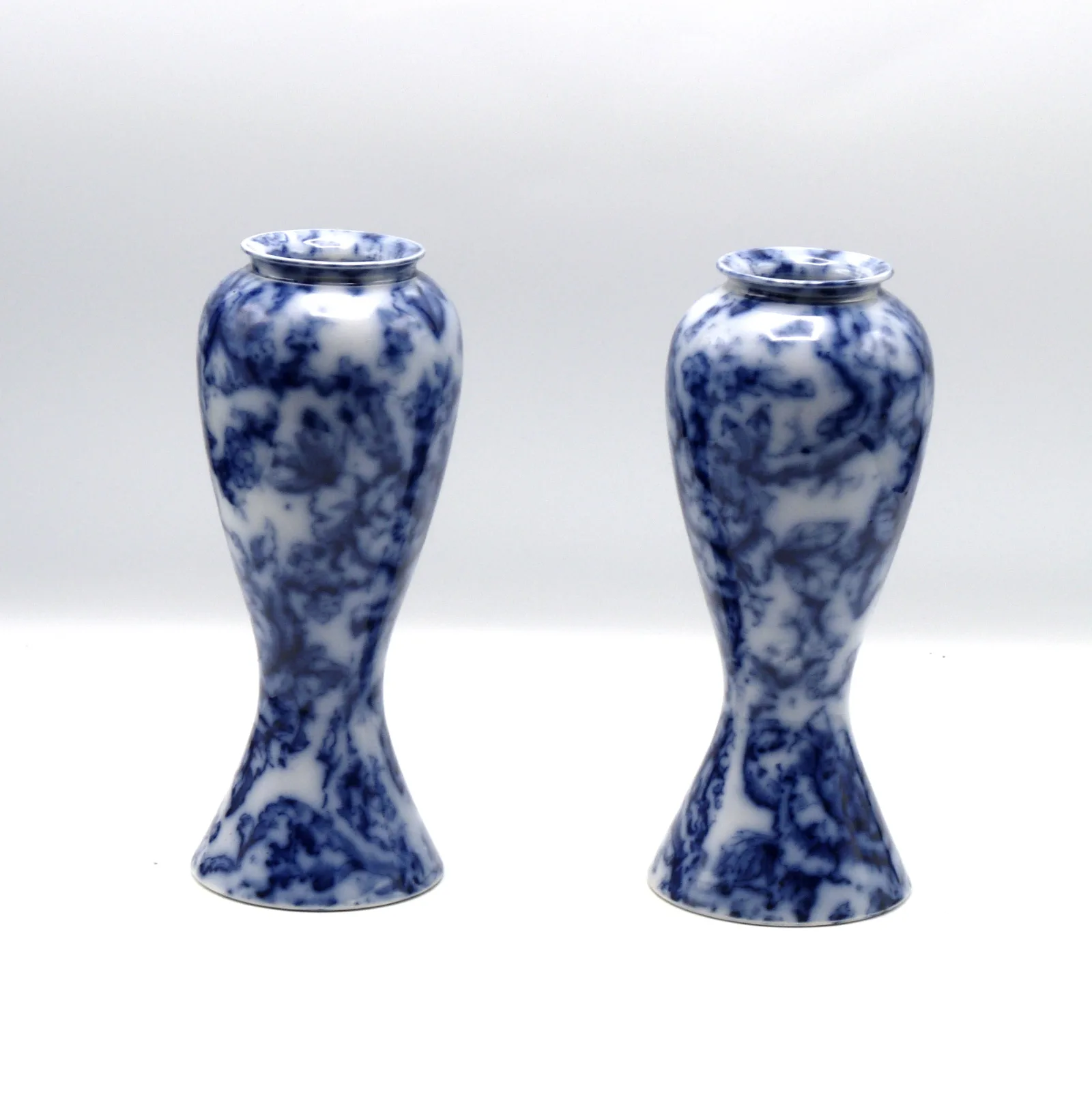 Pair of Tapered Cavendish Vases 7 ¼  inches high - Flow Blue