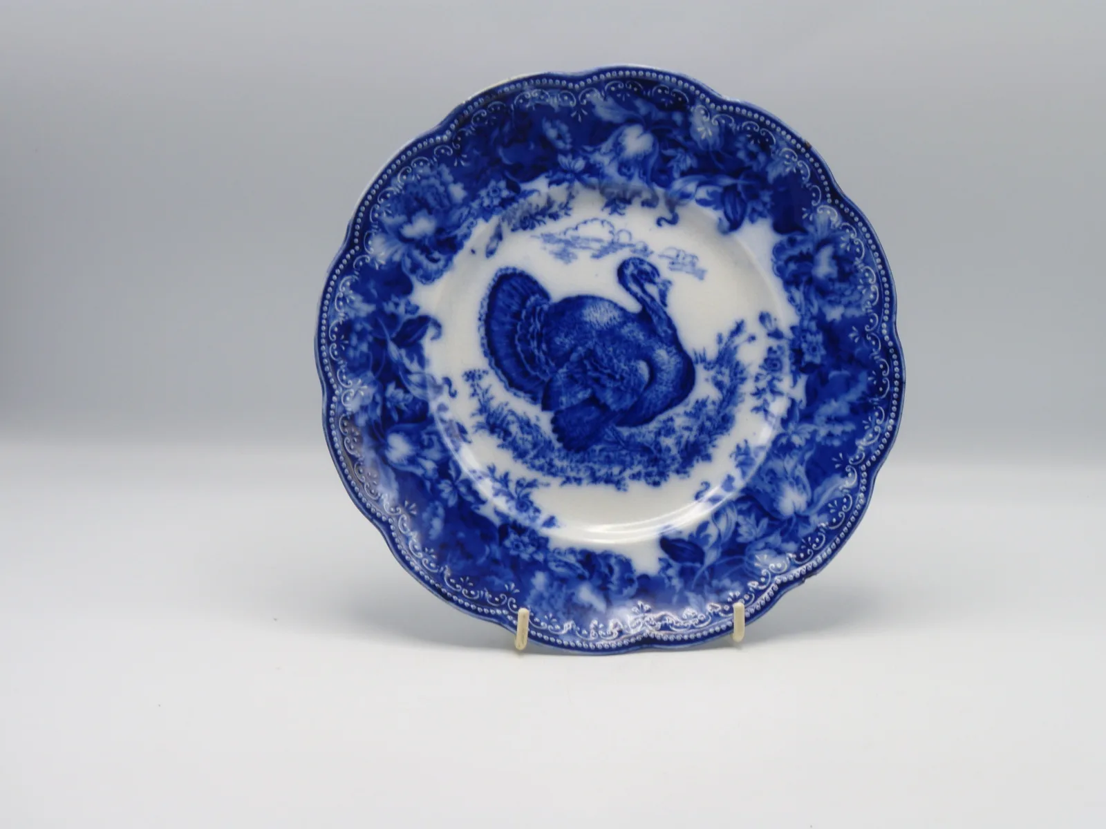 Flow Blue Clytie Turkey Plate
