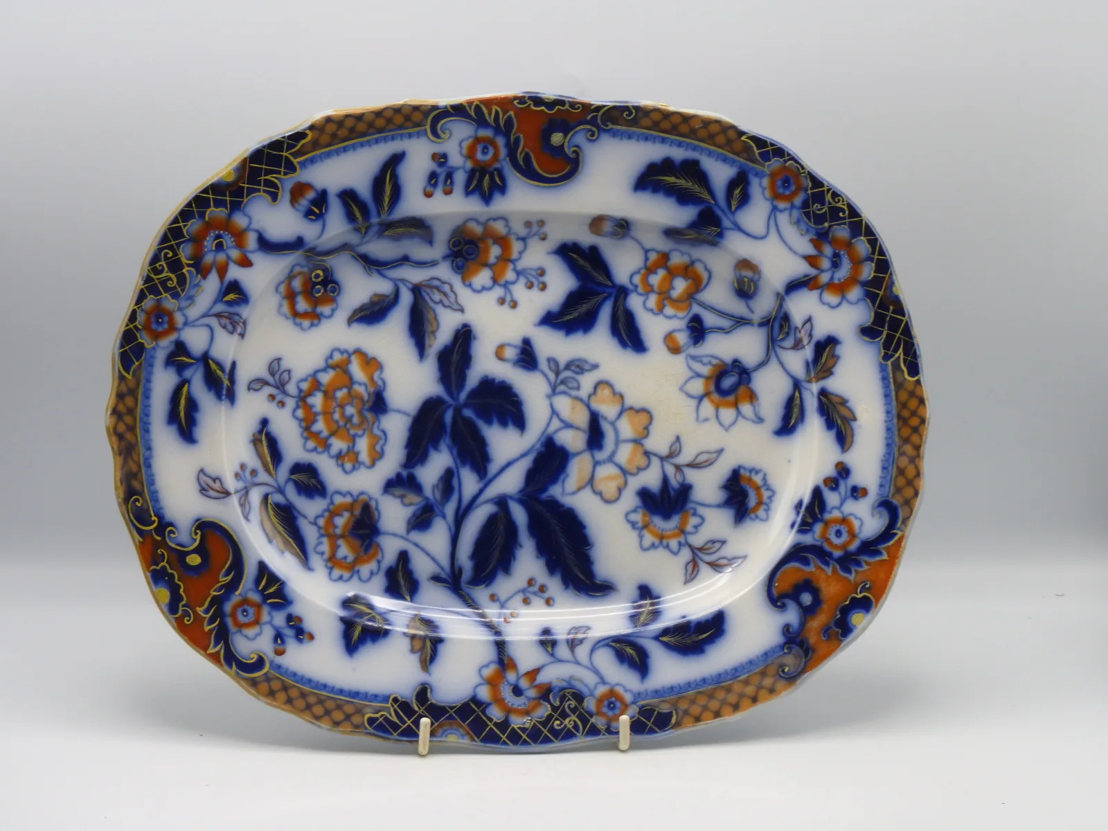 Flow Blue Polychrome Platter