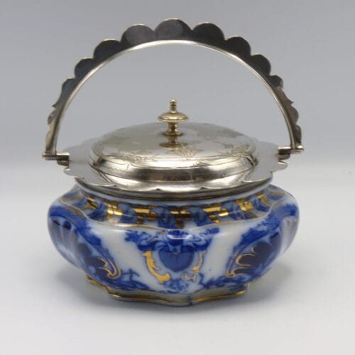Rare Macintyre Flow Blue Biscuit Barrel