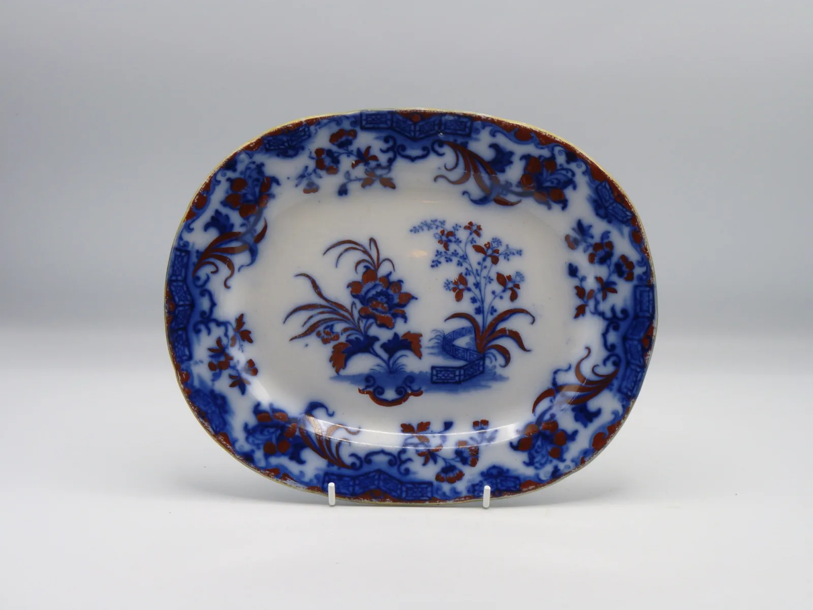 Samuel Alcock 10 inch Platter Carlton Flow Blue Polychrome