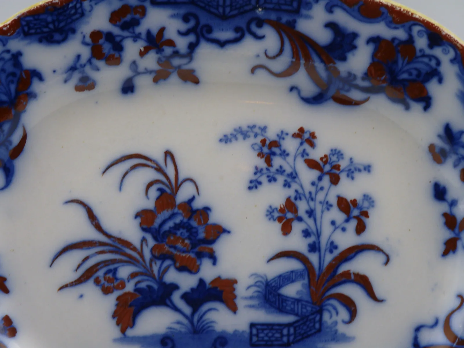 Samuel Alcock 10 inch Platter Carlton Flow Blue Polychrome - Image 5