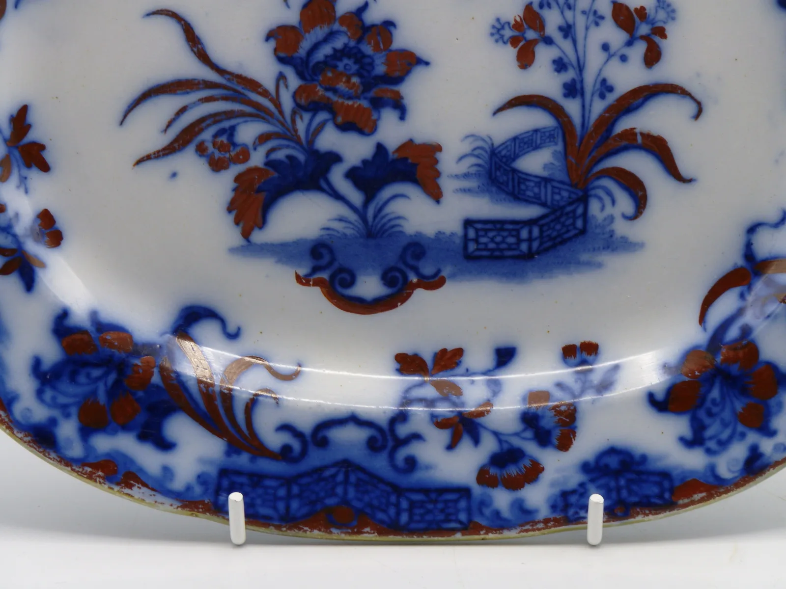 Samuel Alcock 10 inch Platter Carlton Flow Blue Polychrome - Image 4