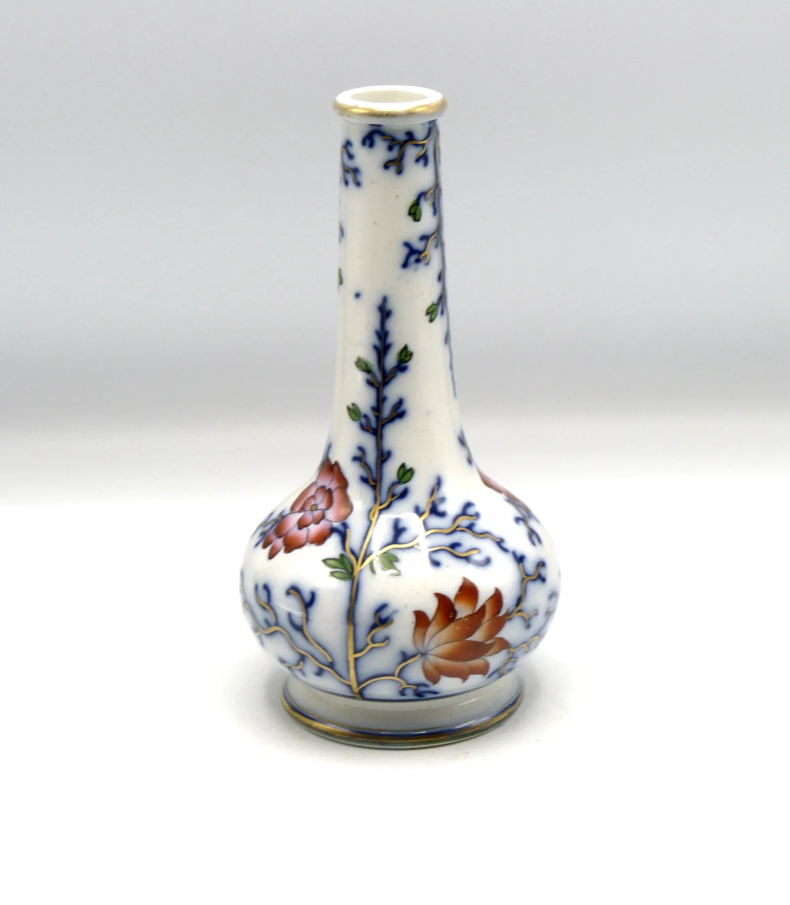Flow Blue Polychrome Sauce / Barbers Bottle