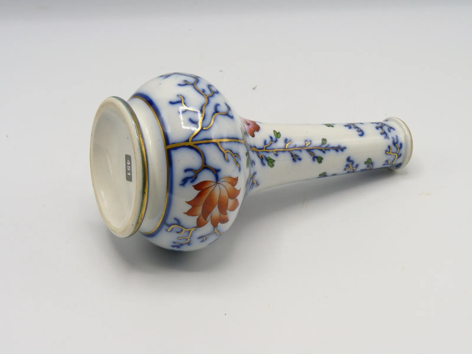 Flow Blue Polychrome Sauce / Barbers Bottle - Image 3