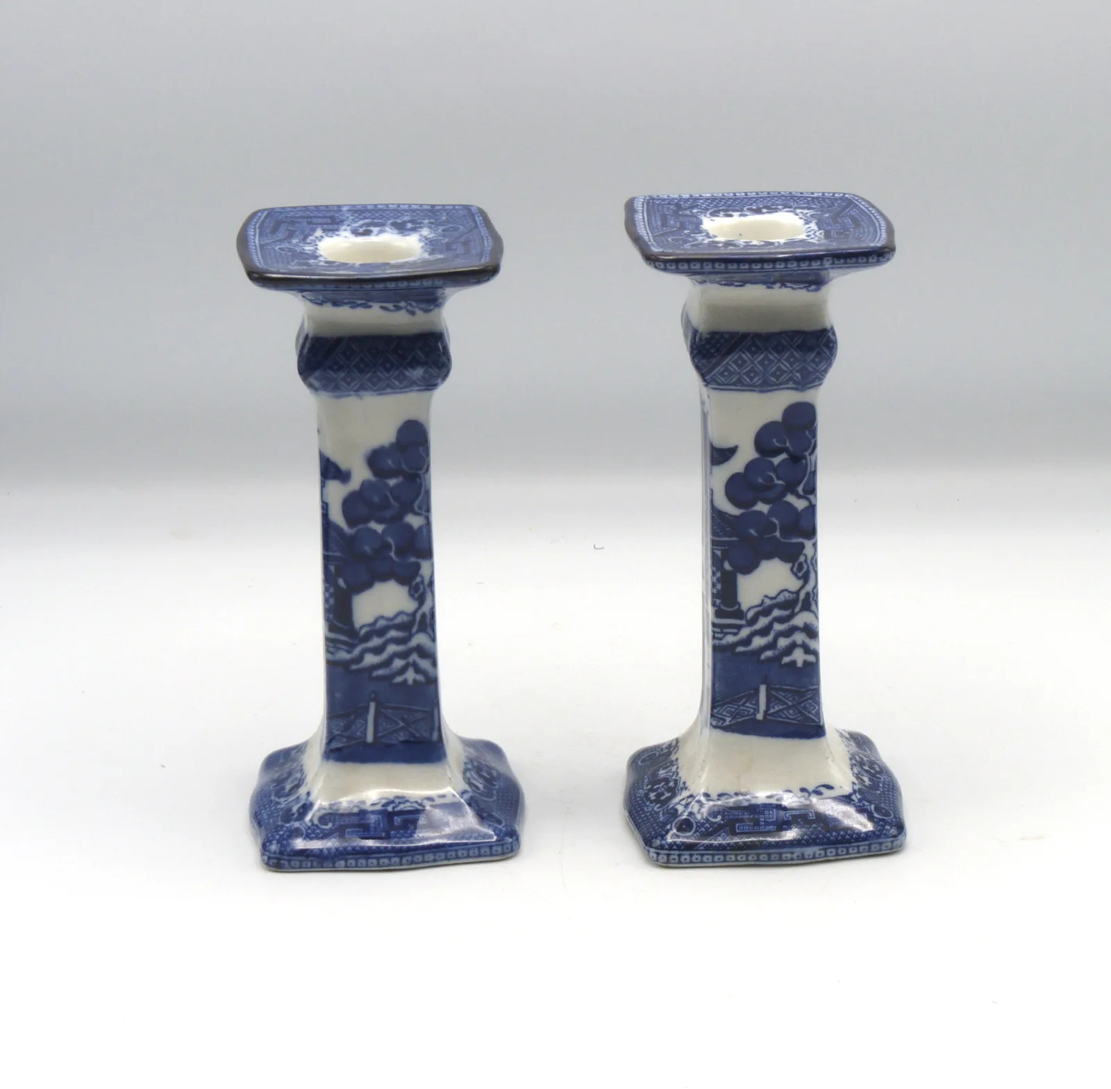 Doulton Flow Blue Willow Candlesticks - Image 7