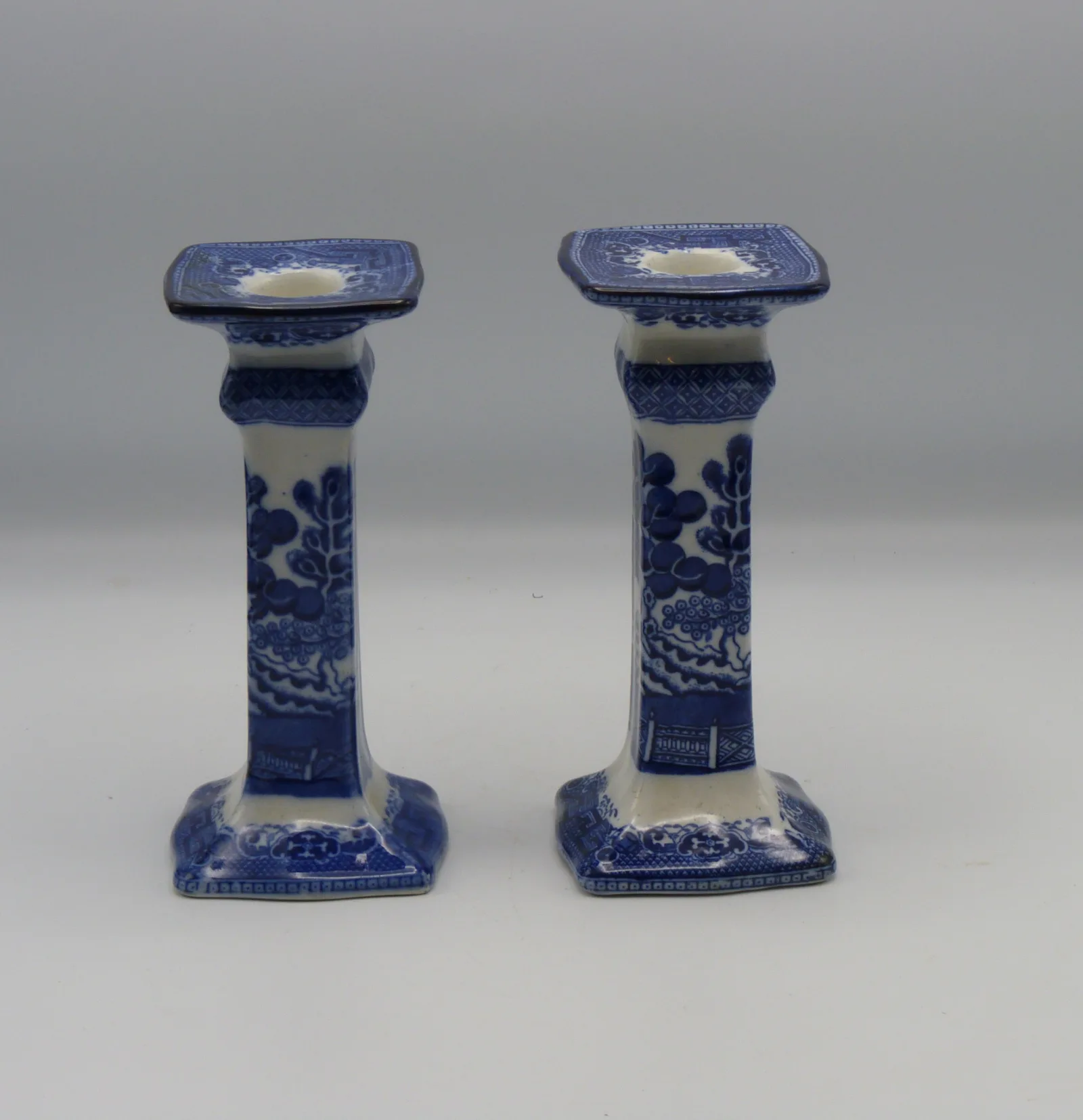 Doulton Flow Blue Willow Candlesticks - Image 6