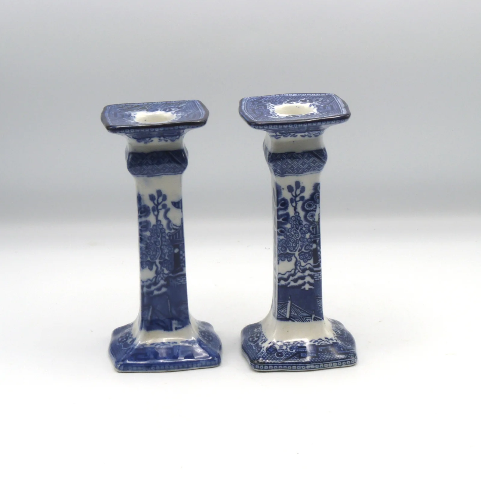 Doulton Flow Blue Willow Candlesticks - Image 5