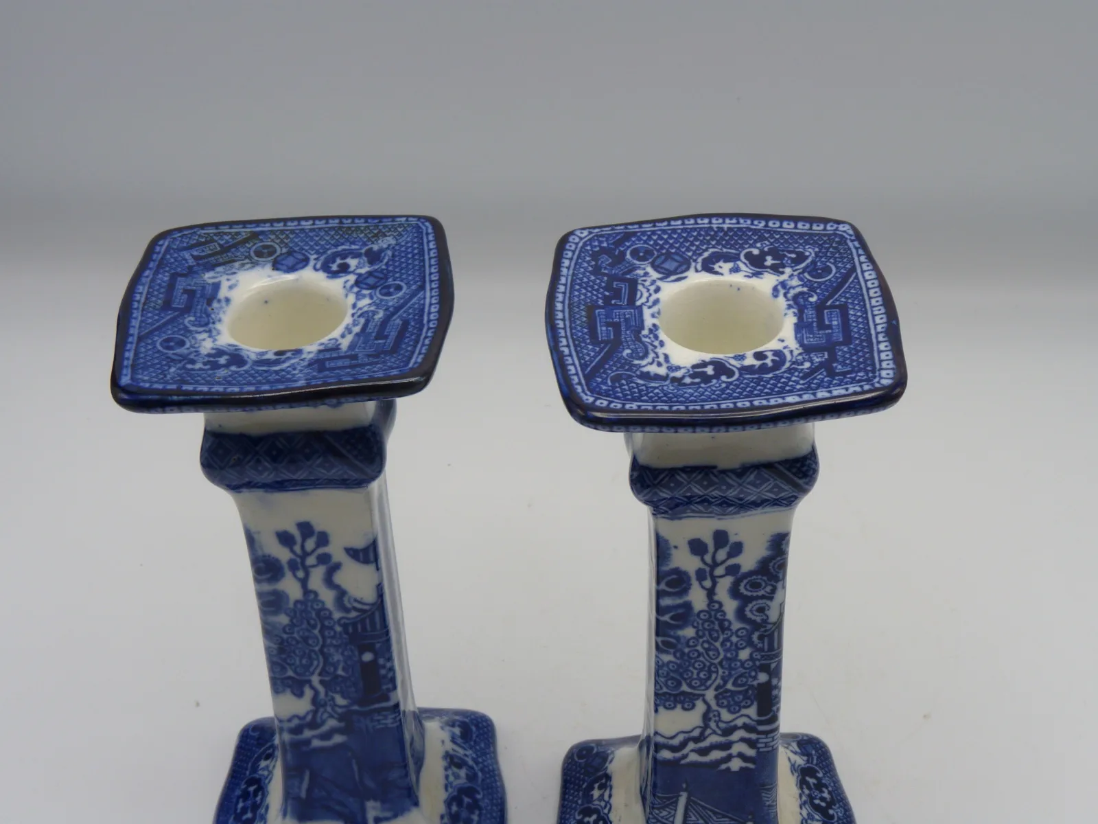 Doulton Flow Blue Willow Candlesticks - Image 4