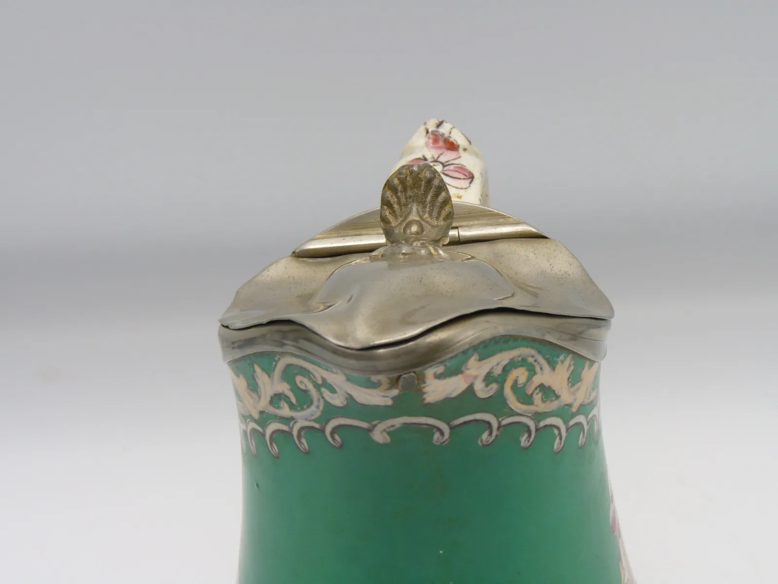 Green Ground Polychrome Syrup Pitcher - Image 10
