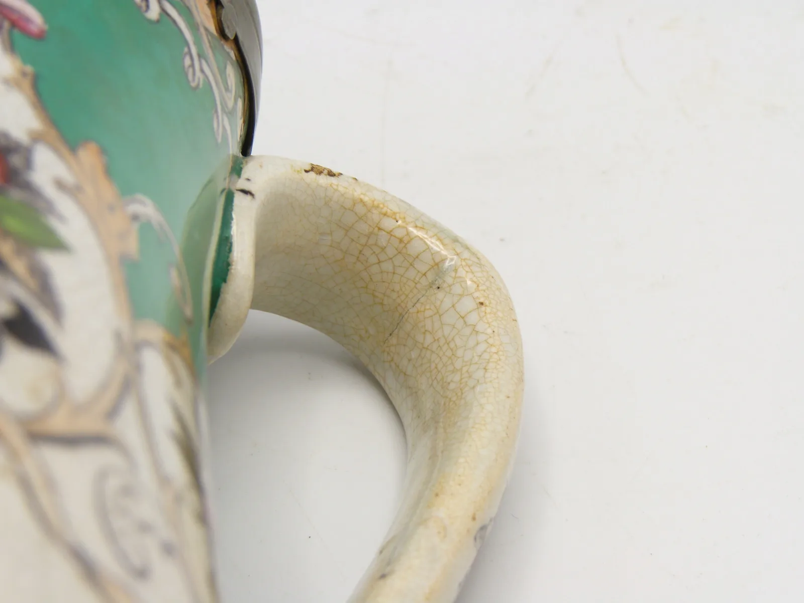 Green Ground Polychrome Syrup Pitcher - Image 4