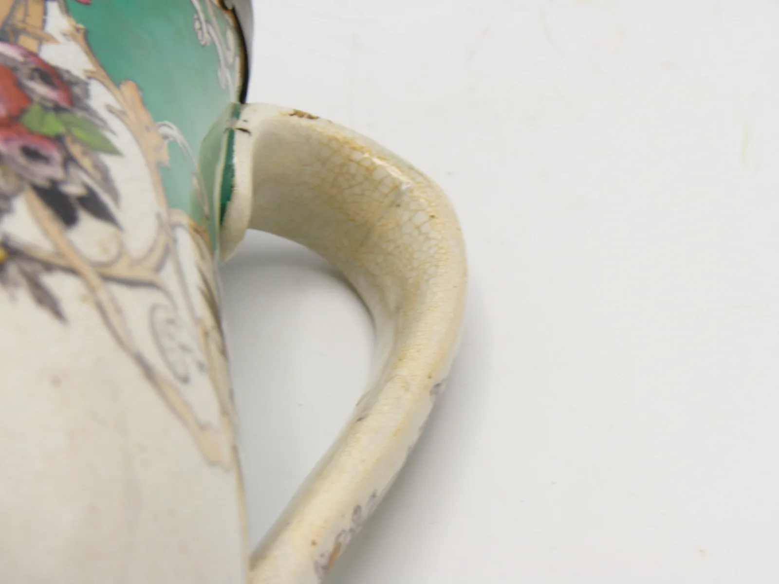 Green Ground Polychrome Syrup Pitcher - Image 3