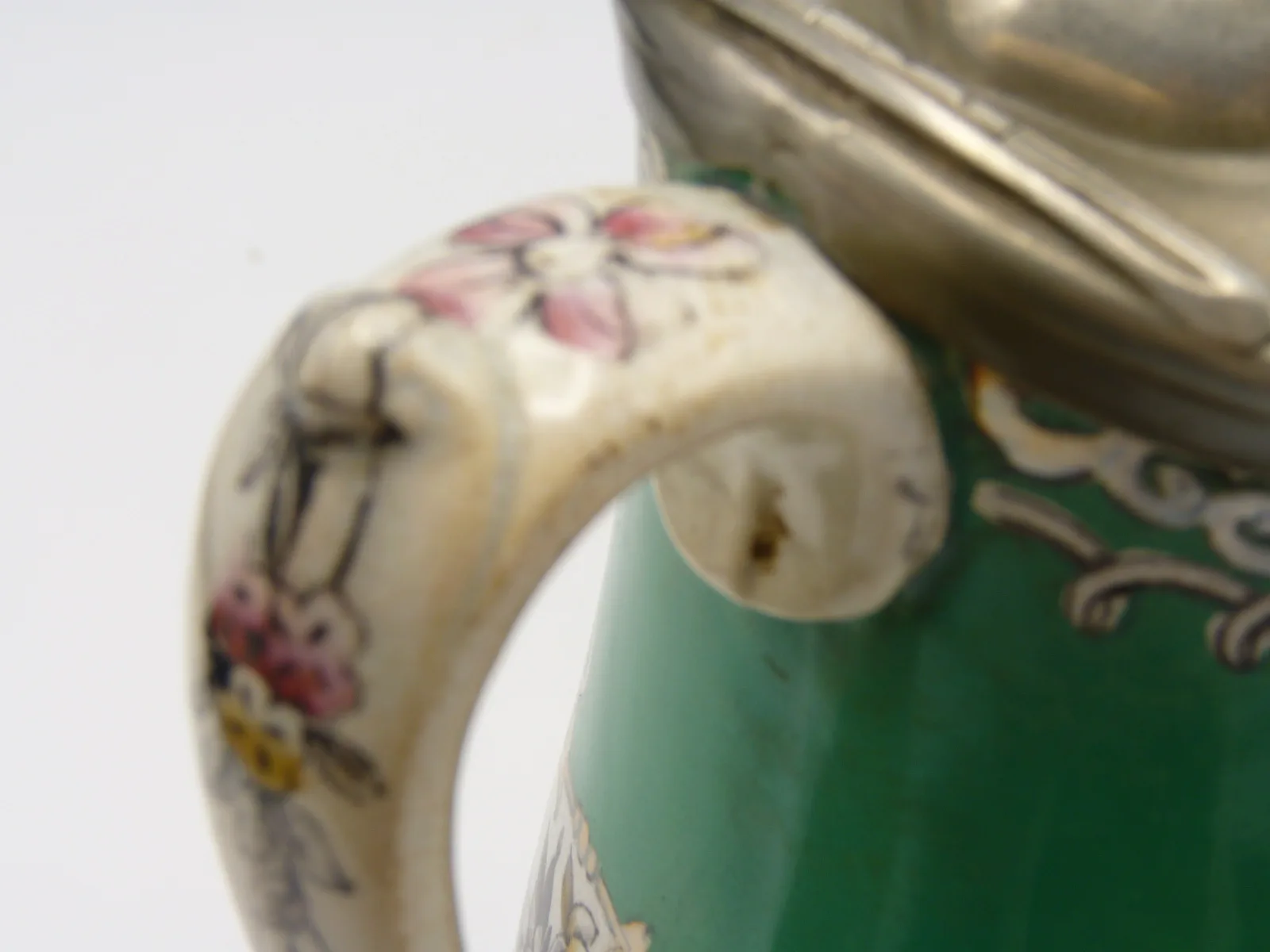 Green Ground Polychrome Syrup Pitcher - Image 2