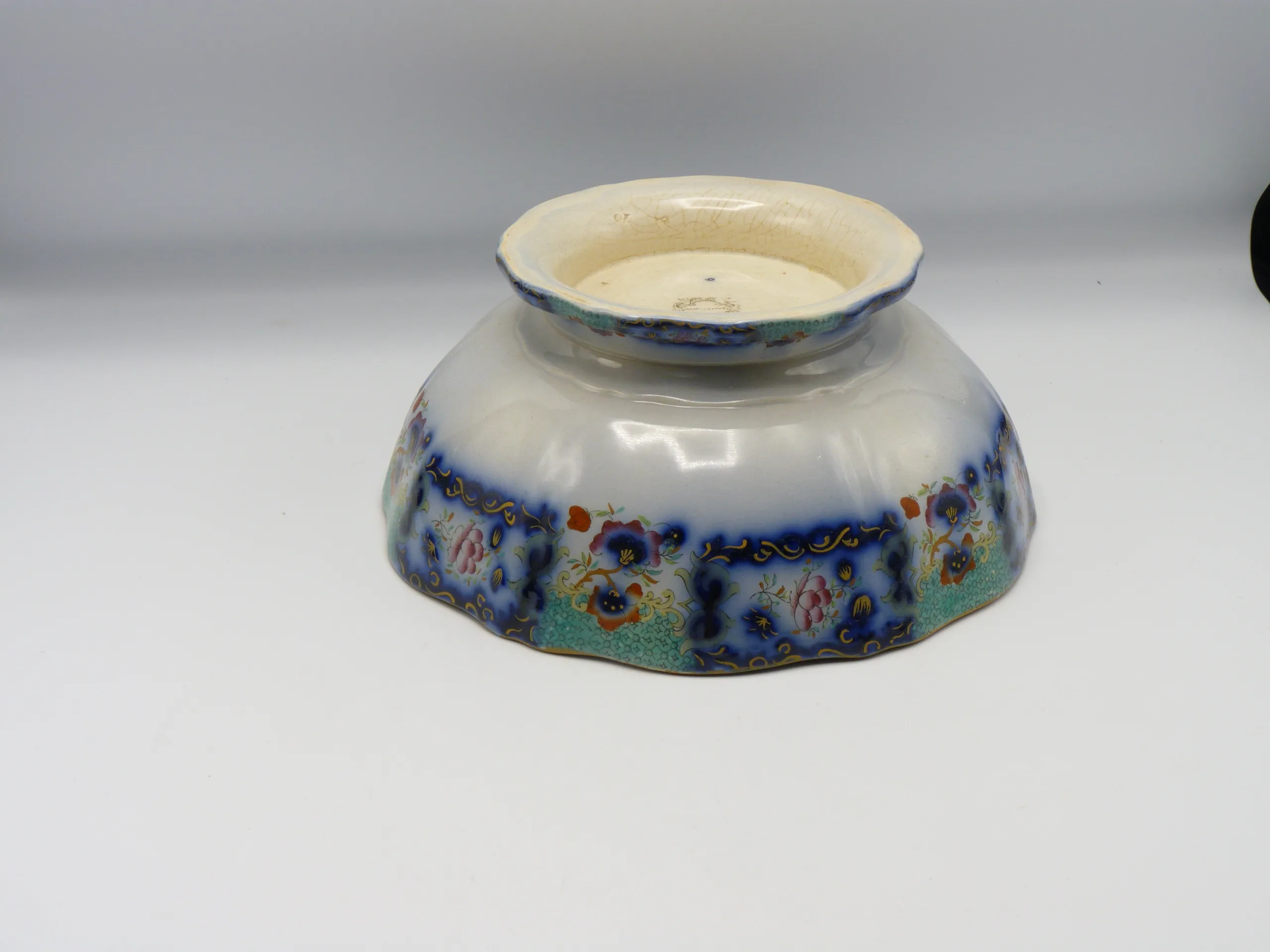 Samuel Alcock - Flow Blue Polychrome Footed Bowl - - Image 6