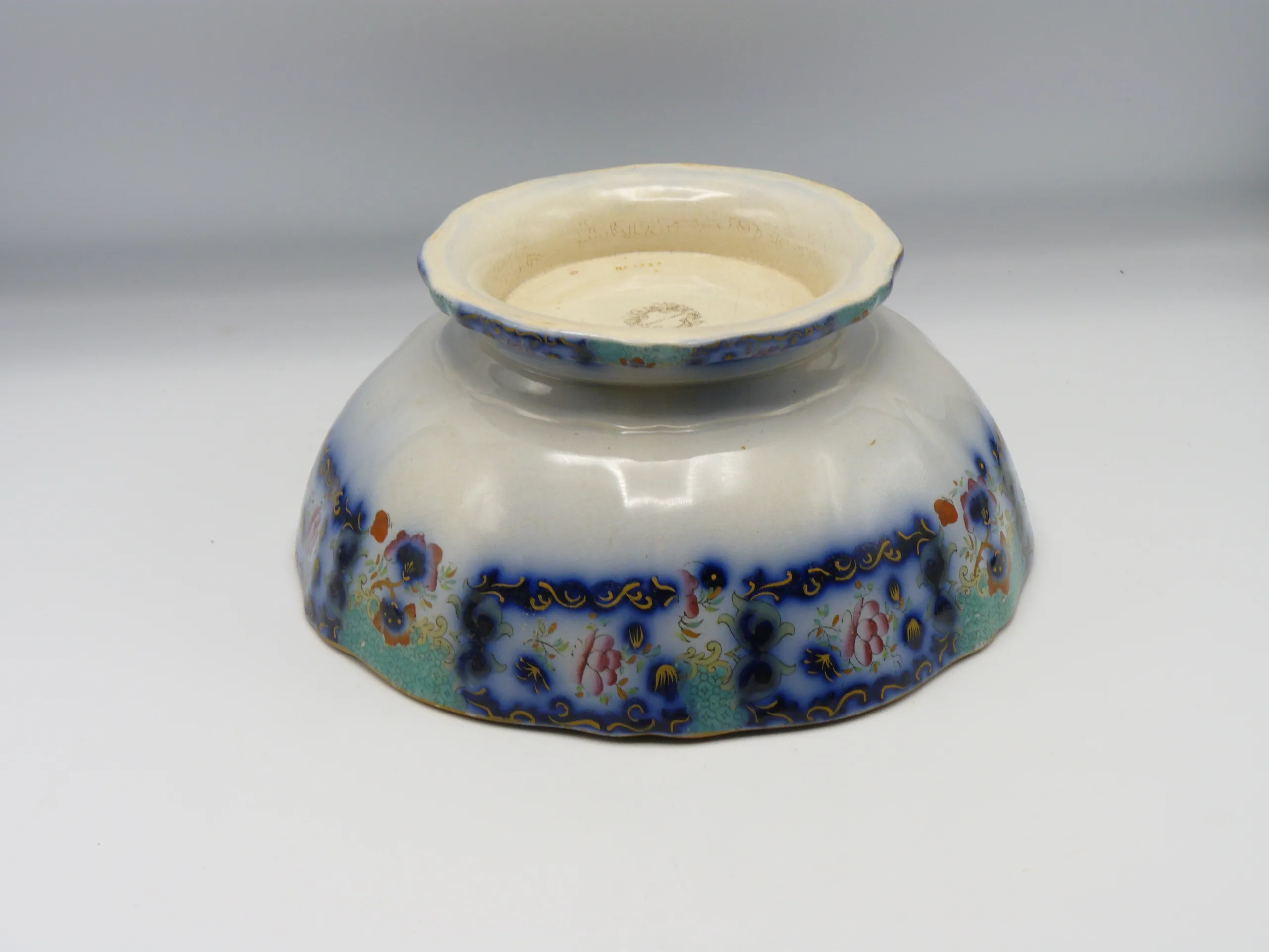 Samuel Alcock - Flow Blue Polychrome Footed Bowl - - Image 5