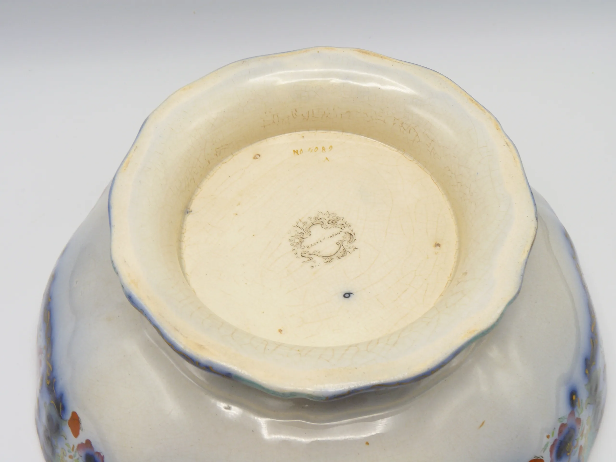 Samuel Alcock - Flow Blue Polychrome Footed Bowl - - Image 3