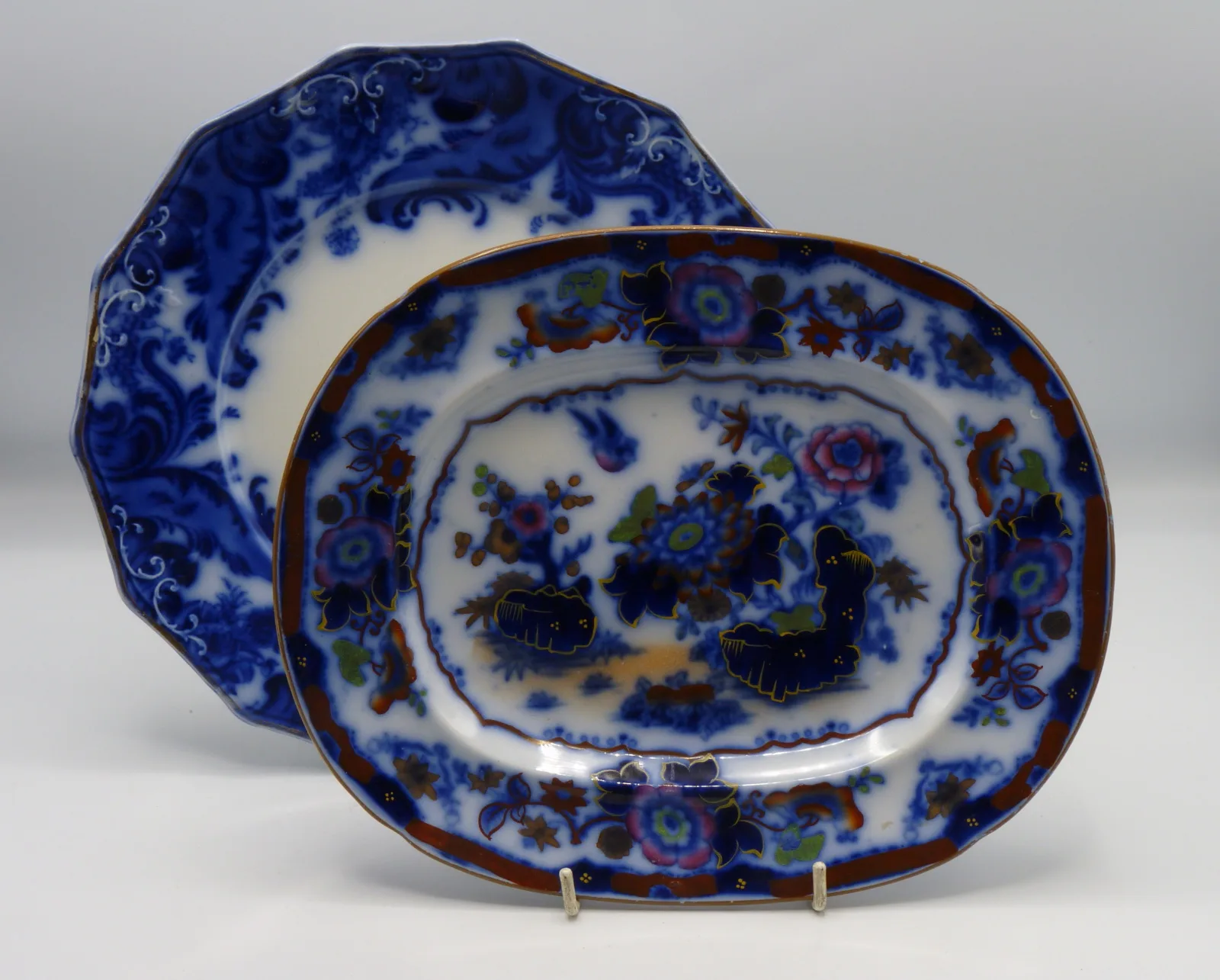 Ridgway Morley - Beautiful Flow Blue Polychrome - Small Platter - Image 8