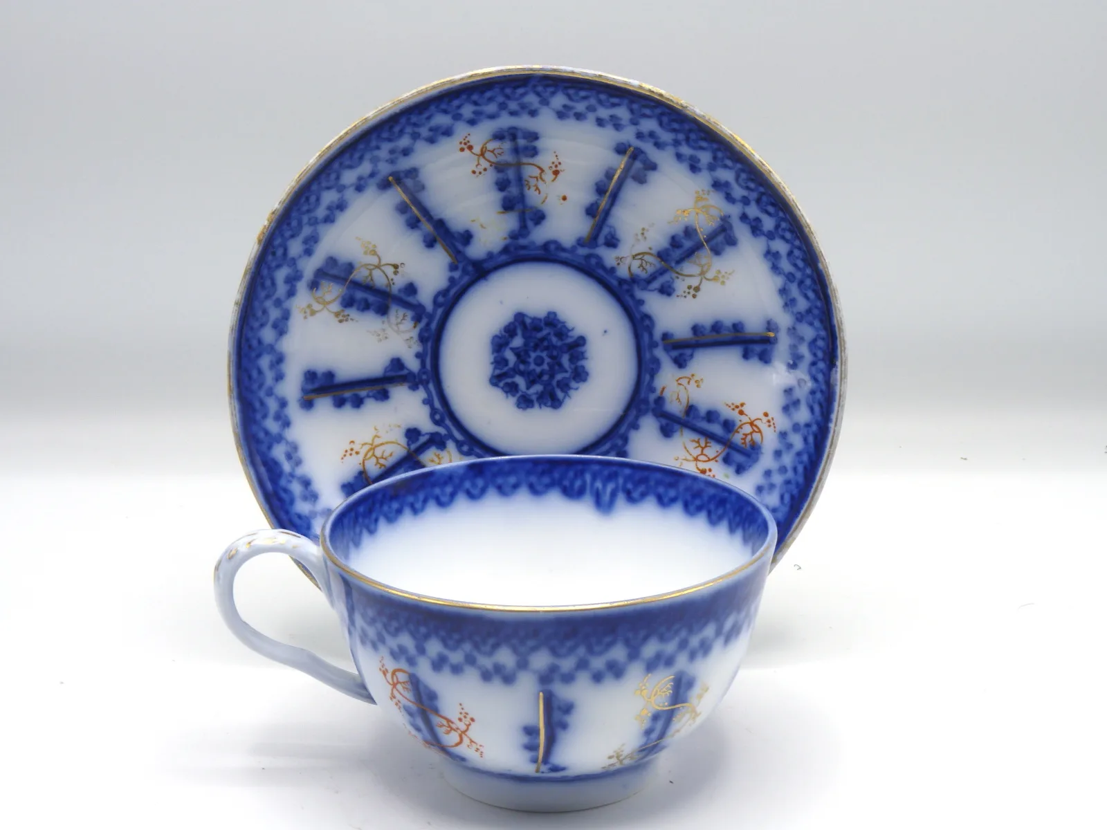 1 Beautiful Large Flow Blue Breakfast Cup & Saucer - Farmers Cup, - Image 19