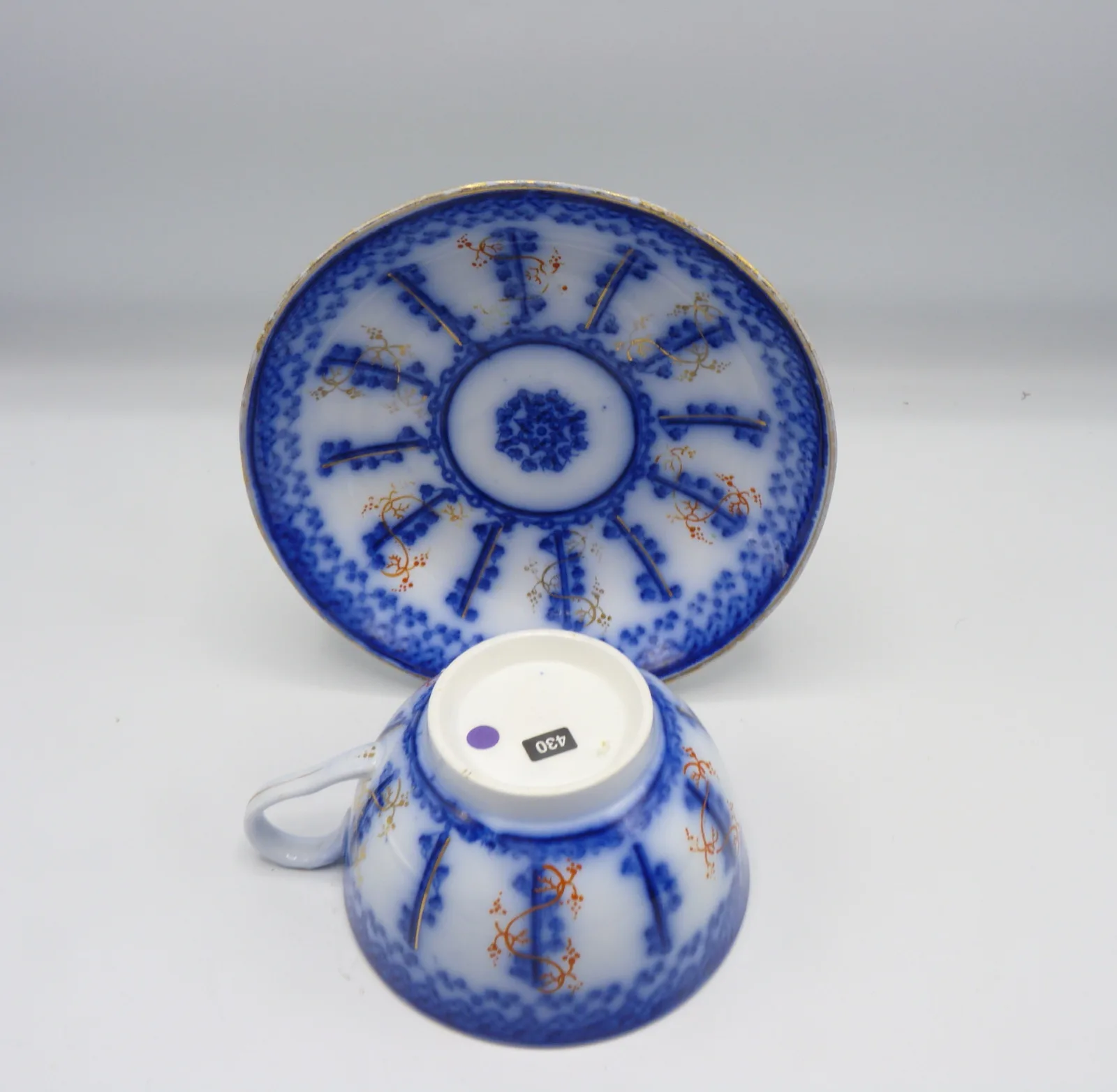 1 Beautiful Large Flow Blue Breakfast Cup & Saucer - Farmers Cup, - Image 17