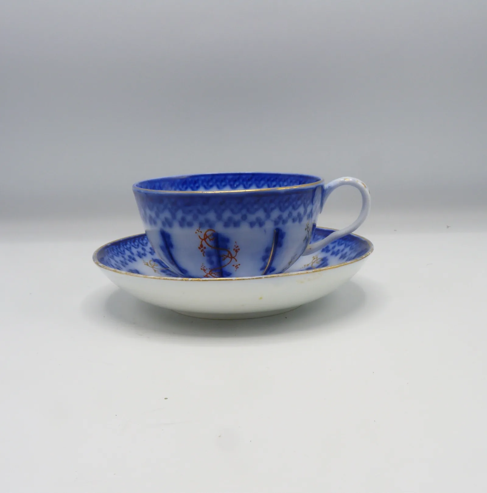 1 Beautiful Large Flow Blue Breakfast Cup & Saucer - Farmers Cup, - Image 16