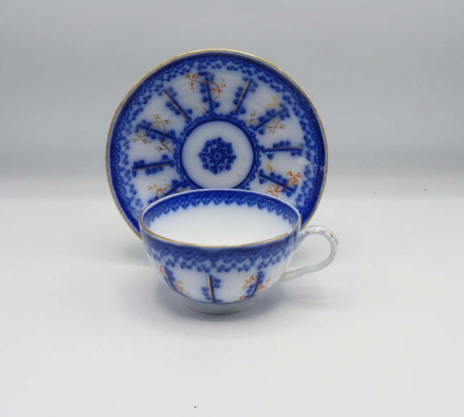 1 Beautiful Large Flow Blue Breakfast Cup & Saucer - Farmers Cup, - Image 14