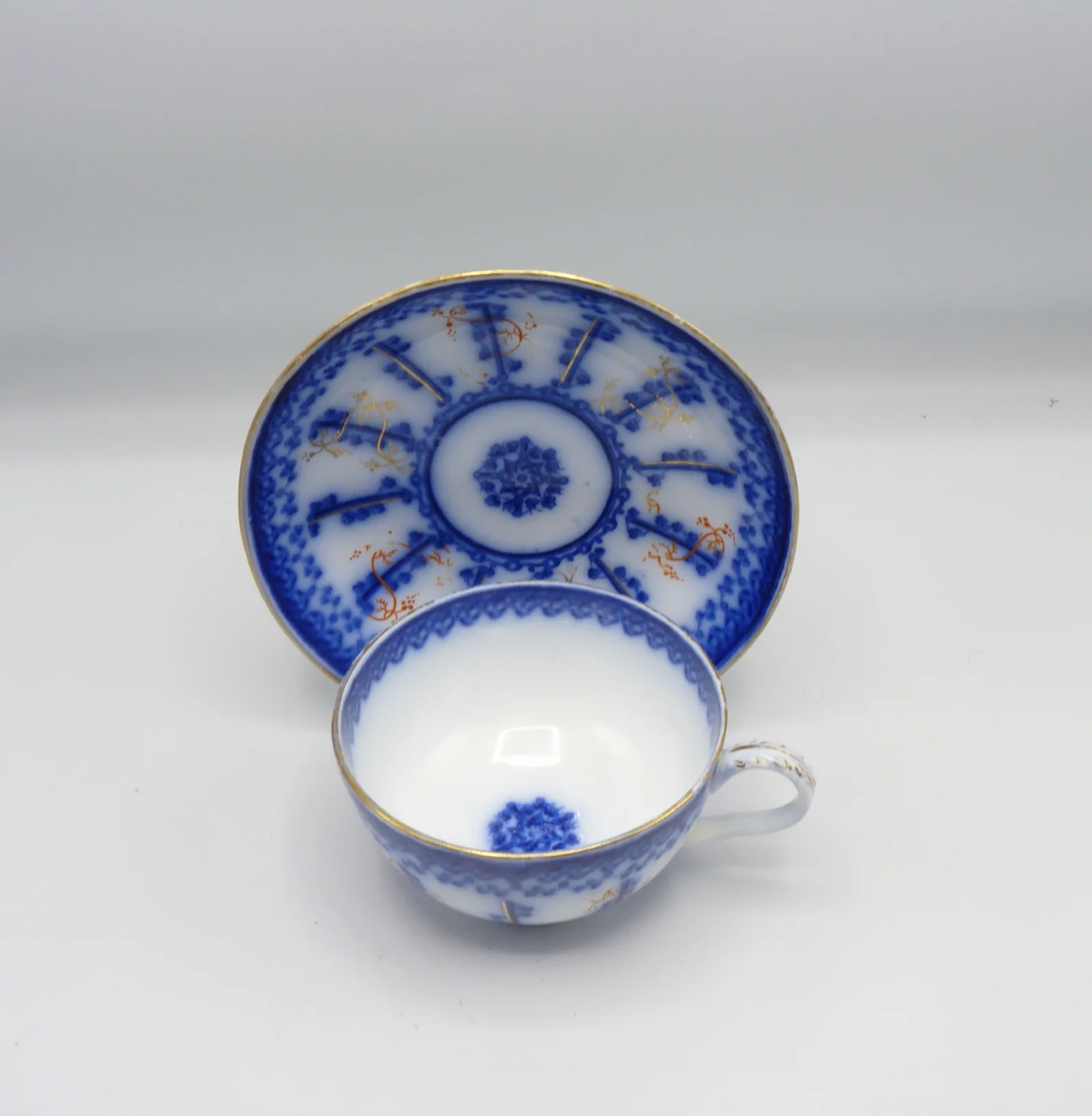 1 Beautiful Large Flow Blue Breakfast Cup & Saucer - Farmers Cup, - Image 13