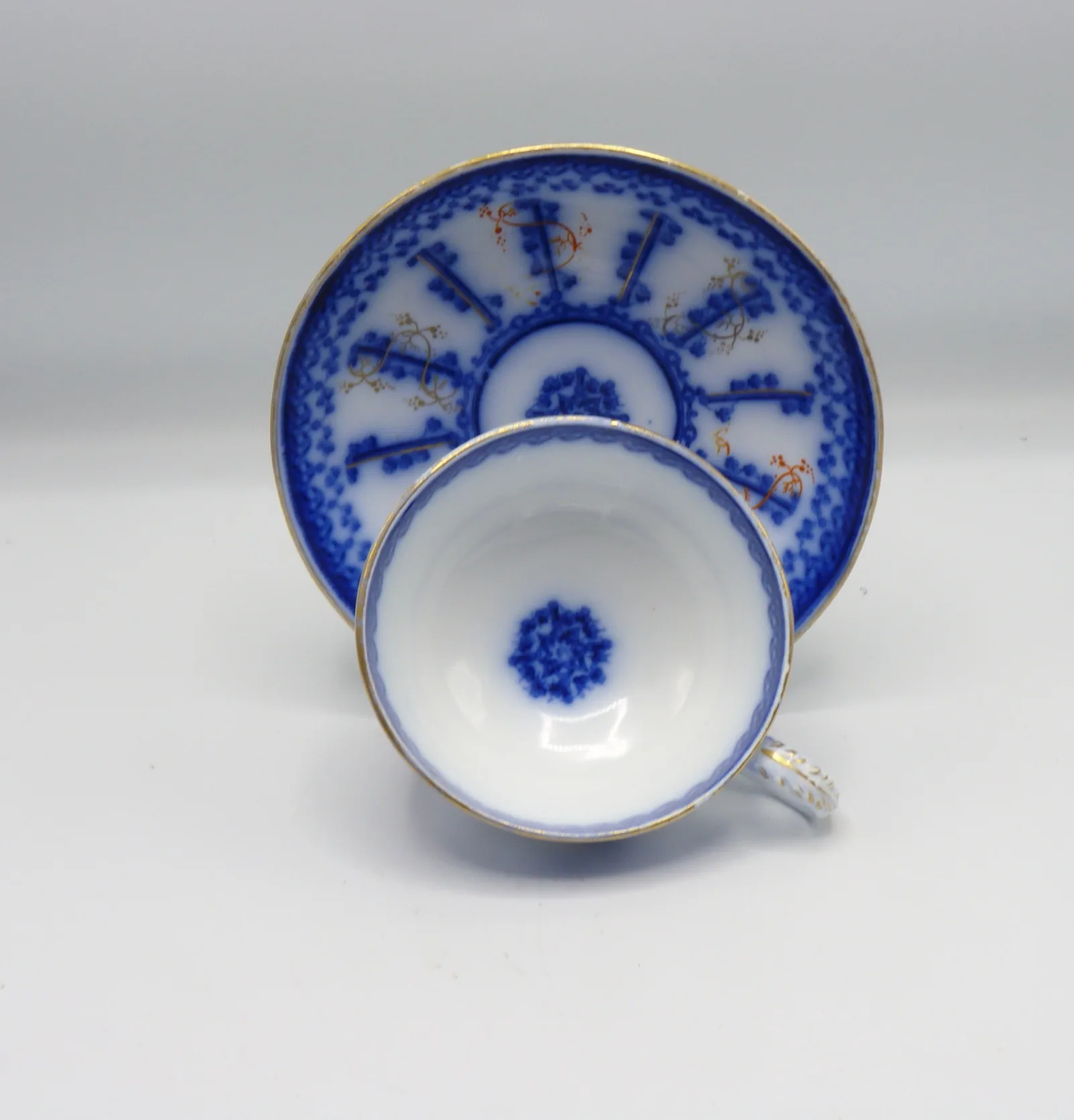 1 Beautiful Large Flow Blue Breakfast Cup & Saucer - Farmers Cup, - Image 12