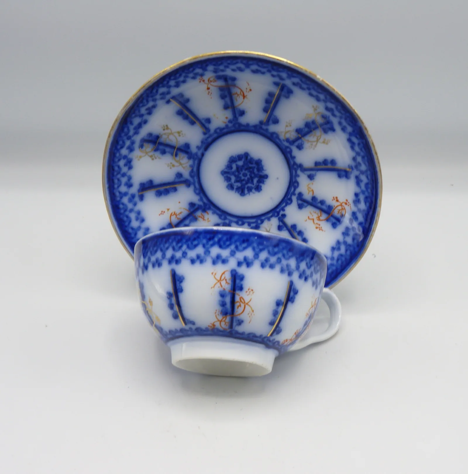 1 Beautiful Large Flow Blue Breakfast Cup & Saucer - Farmers Cup, - Image 11