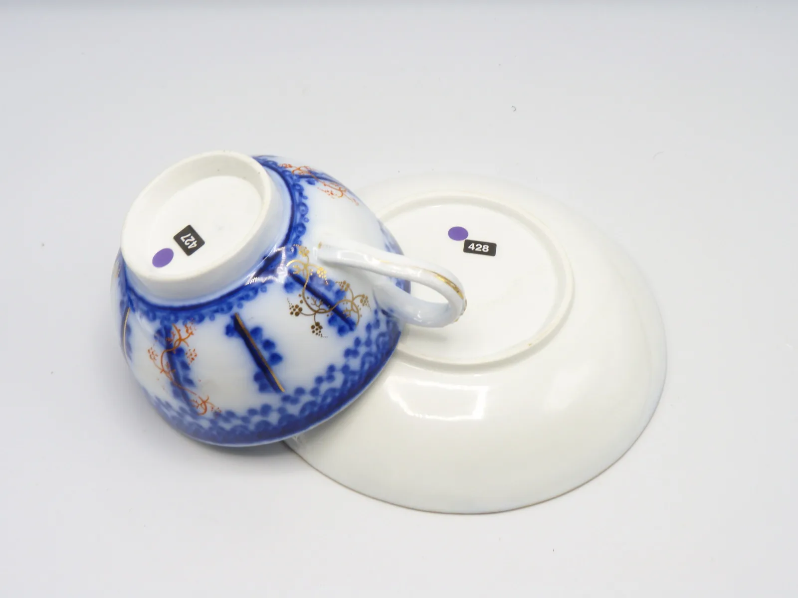 1 Beautiful Large Flow Blue Breakfast Cup & Saucer - Farmers Cup, - Image 10