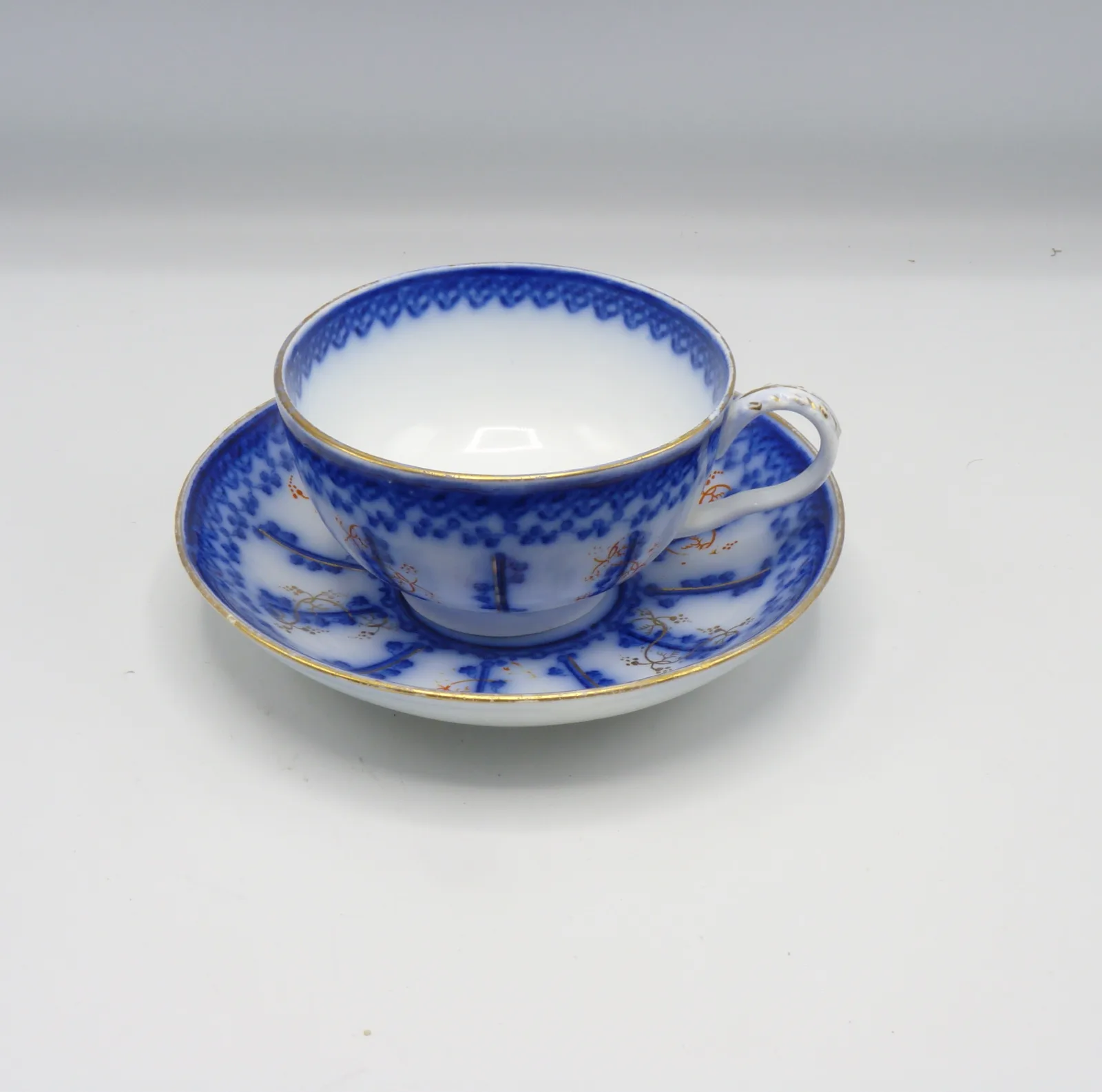 1 Beautiful Large Flow Blue Breakfast Cup & Saucer - Farmers Cup, - Image 9