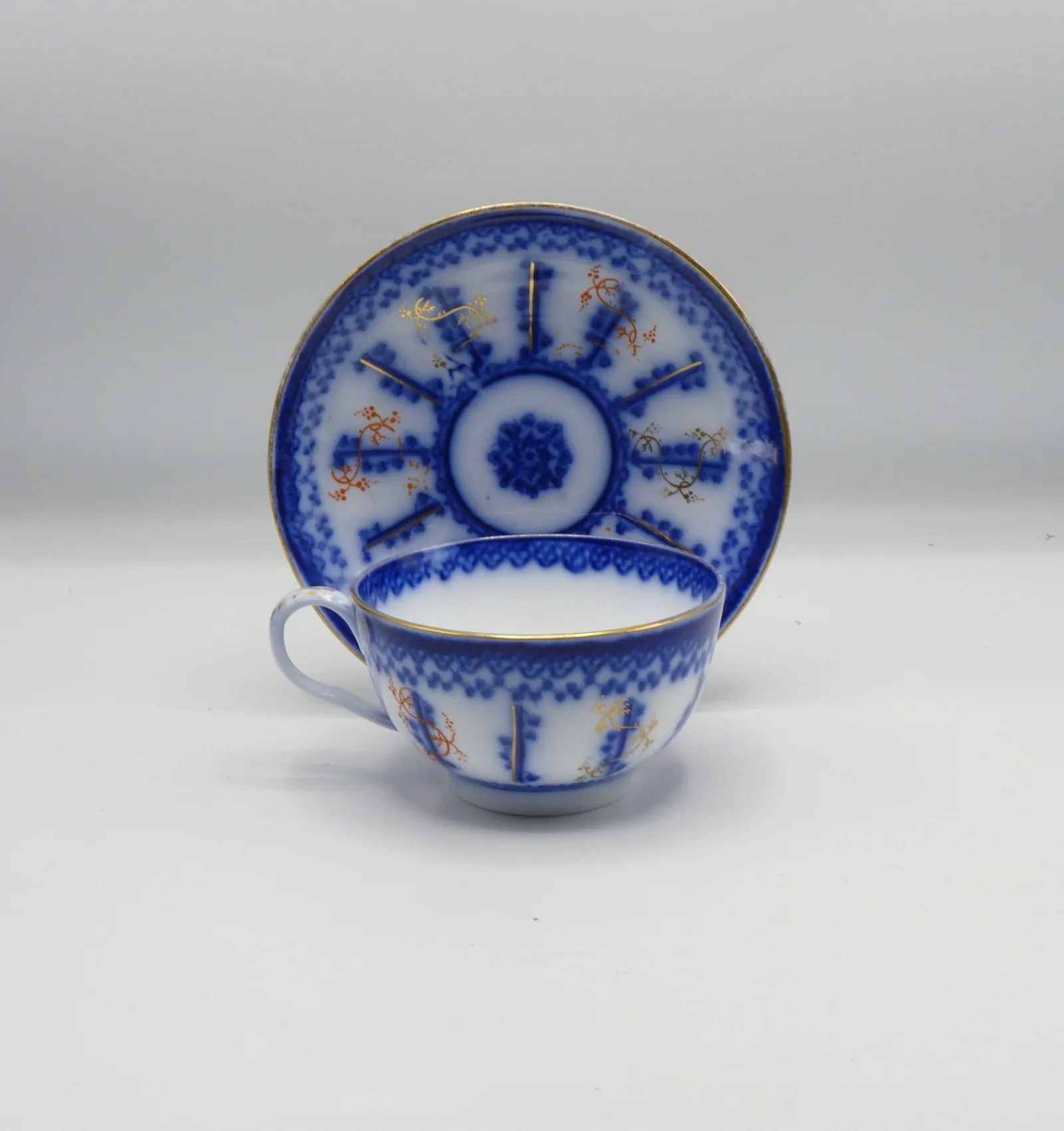 1 Beautiful Large Flow Blue Breakfast Cup & Saucer - Farmers Cup, - Image 8