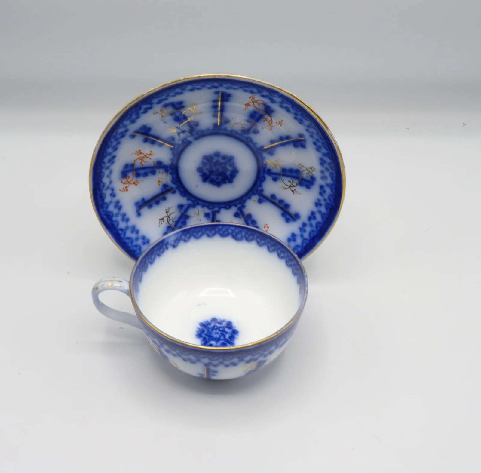 1 Beautiful Large Flow Blue Breakfast Cup & Saucer - Farmers Cup, - Image 7