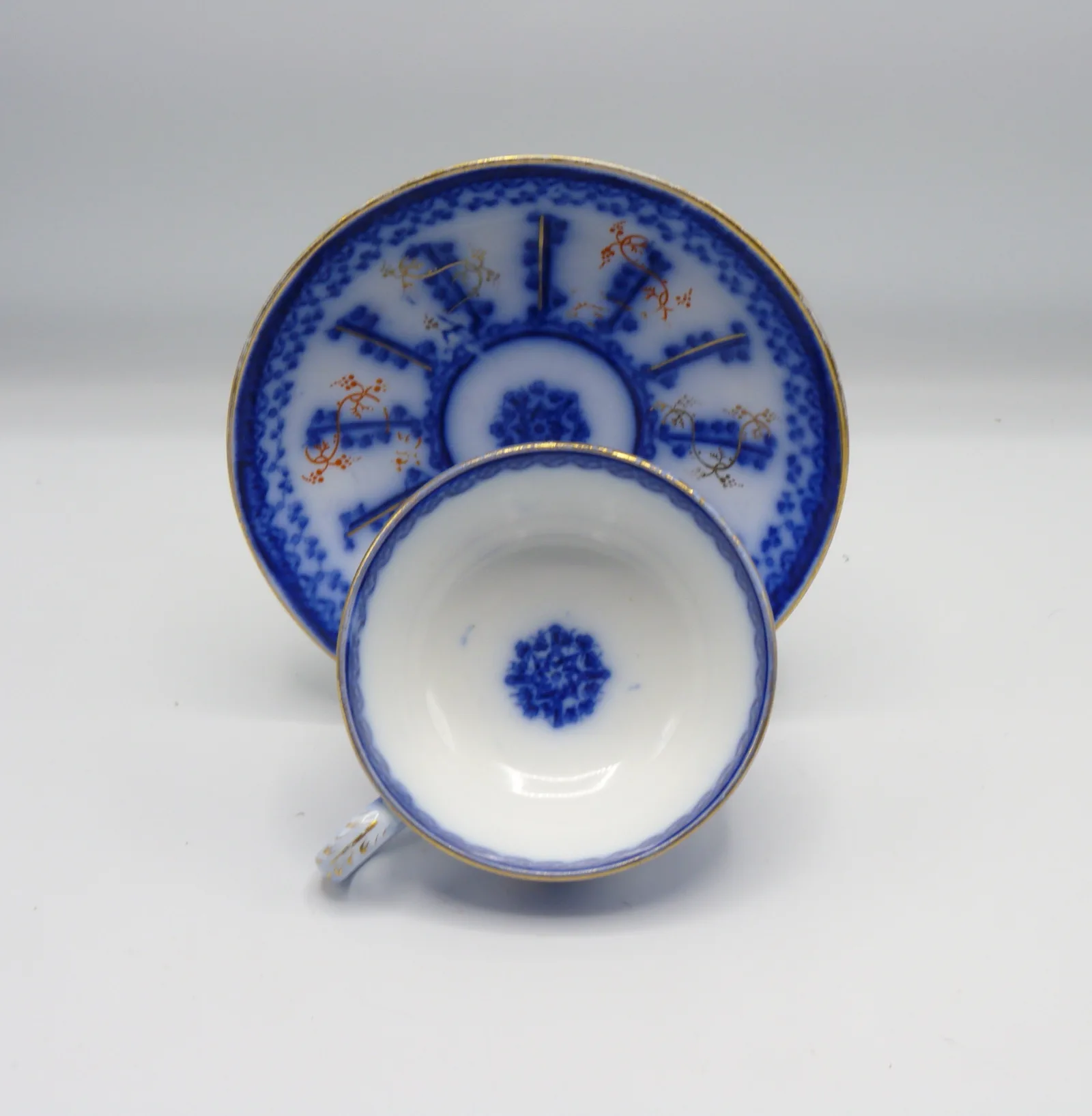 1 Beautiful Large Flow Blue Breakfast Cup & Saucer - Farmers Cup, - Image 6
