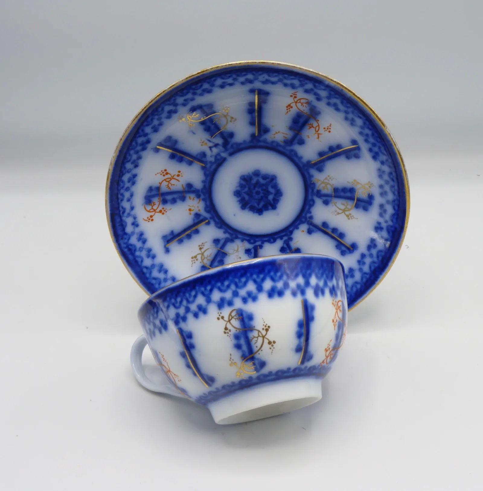 1 Beautiful Large Flow Blue Breakfast Cup & Saucer - Farmers Cup, - Image 5