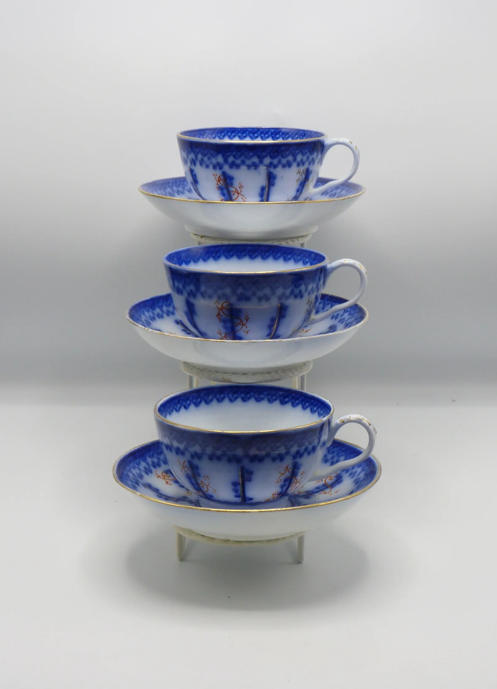 1 Beautiful Large Flow Blue Breakfast Cup & Saucer - Farmers Cup,