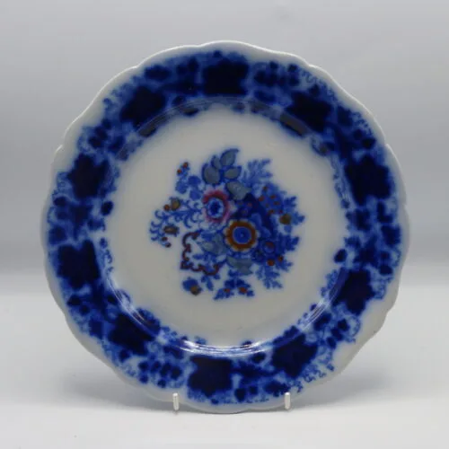 Early Flow Blue & Polychrome Plate