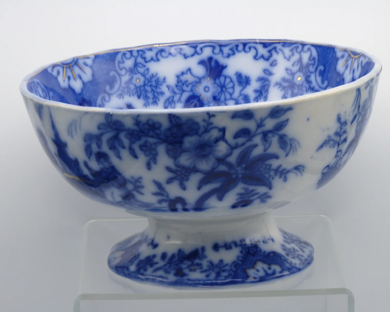 Flow Blue Punch Bowl - Oriental Design - - Image 2