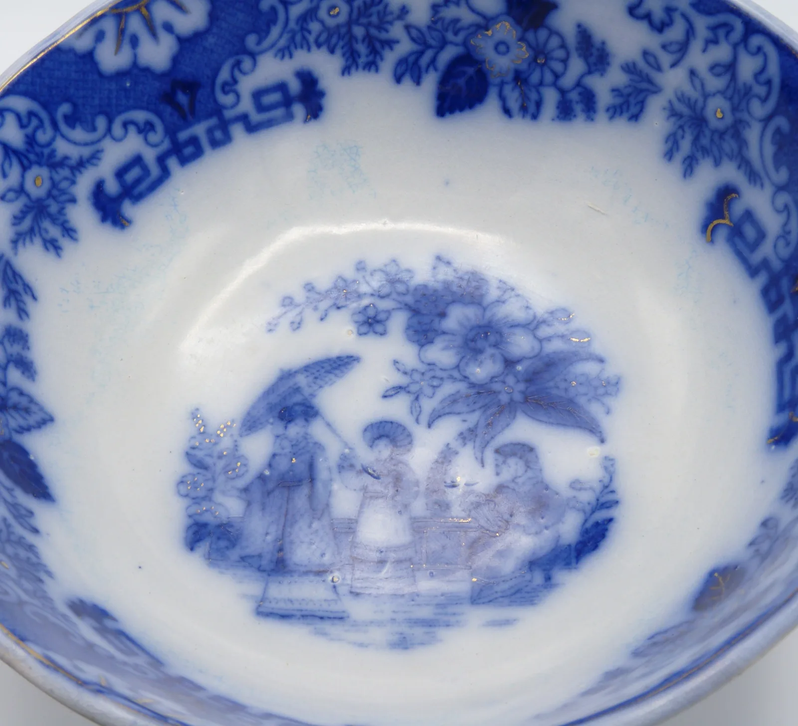 Flow Blue Punch Bowl - Oriental Design - - Image 4