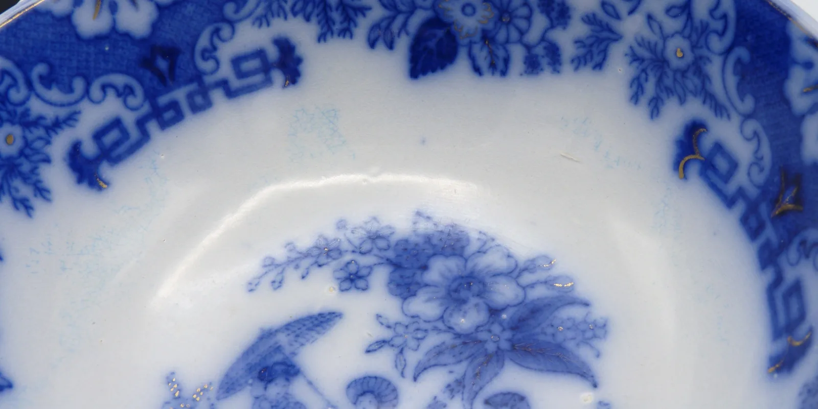 Flow Blue Punch Bowl - Oriental Design - - Image 5