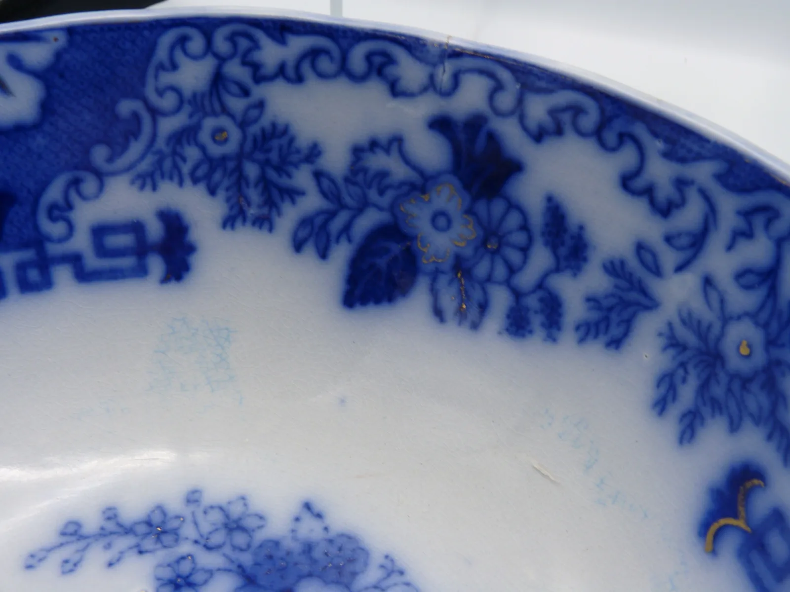Flow Blue Punch Bowl - Oriental Design - - Image 7