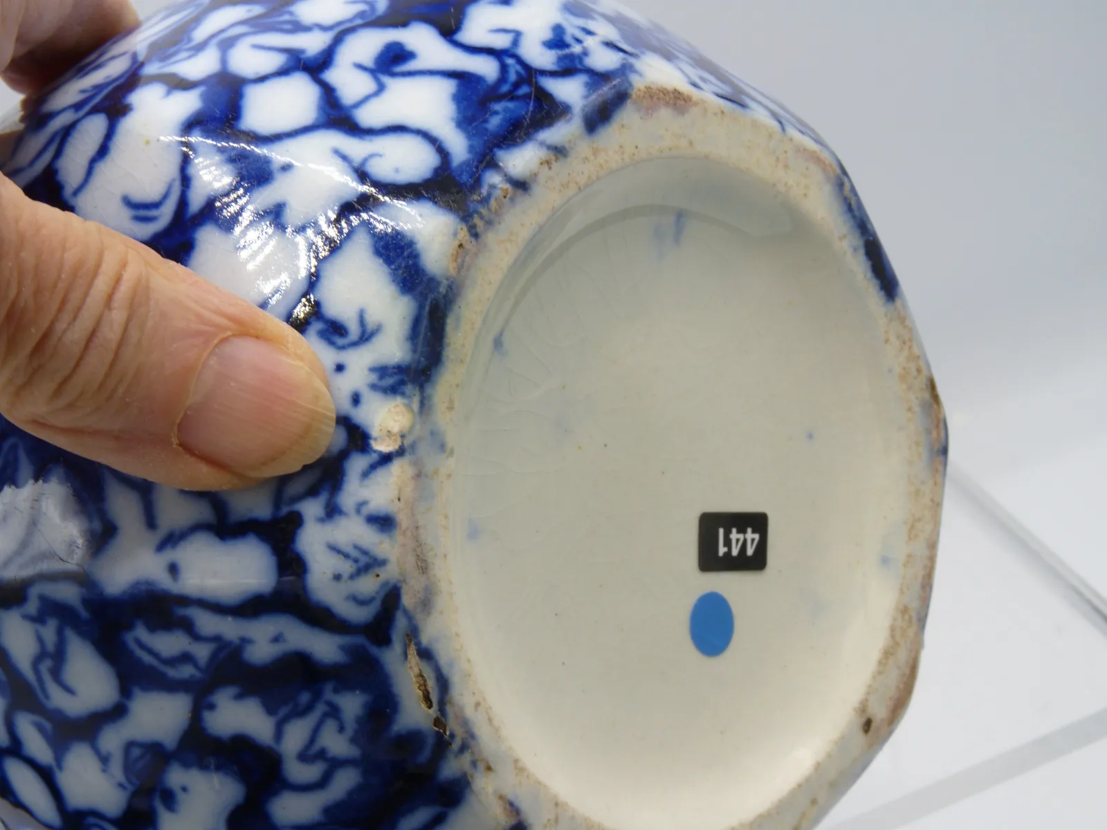 Flow Blue Sheet Pattern Jug - Marble - Image 3