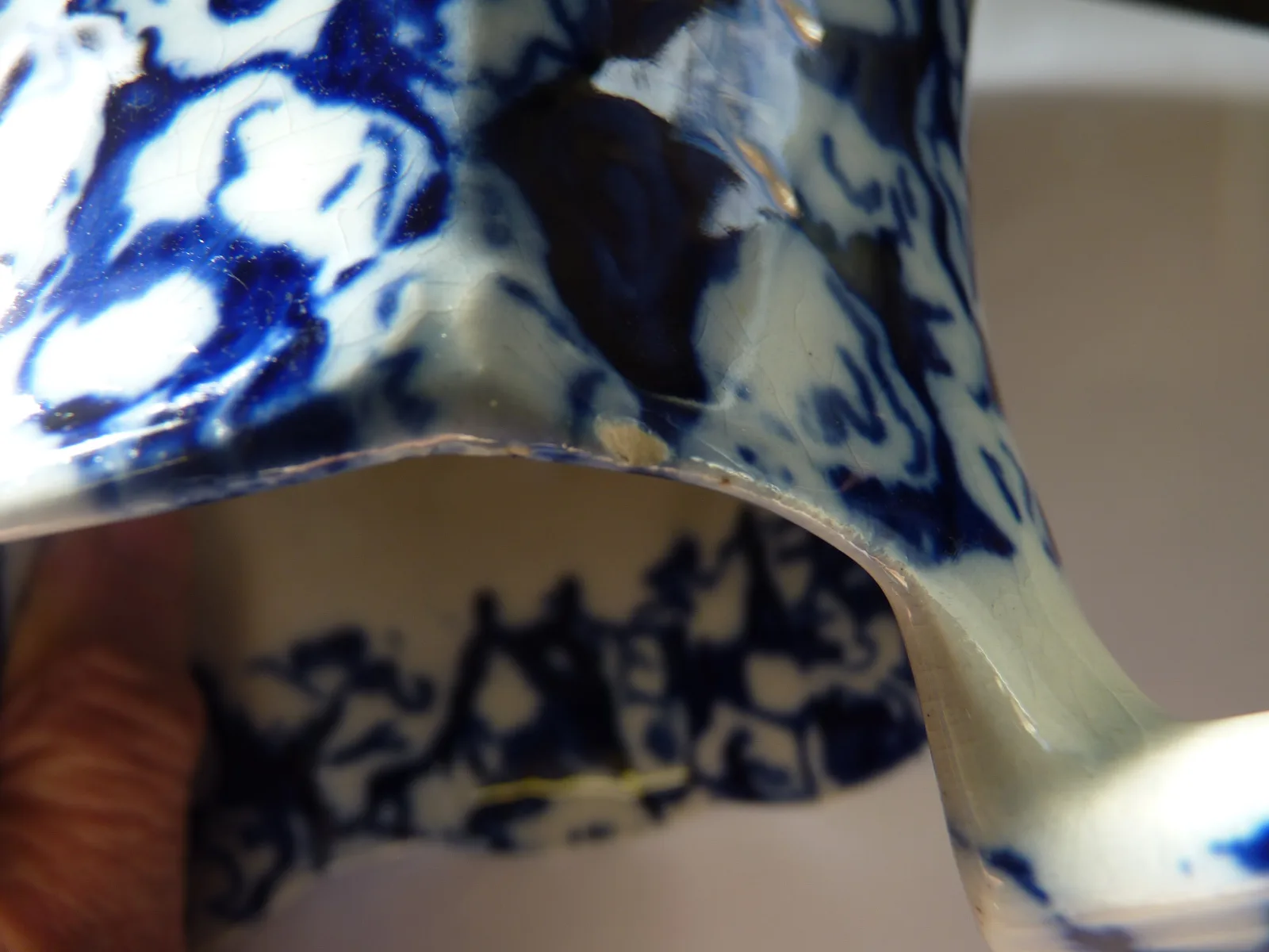 Flow Blue Sheet Pattern Jug - Marble - Image 9