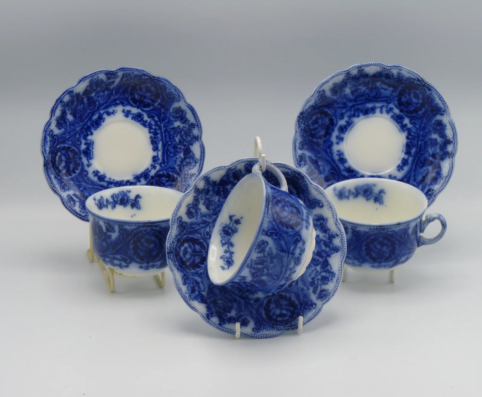 Flow Blue Cups & Saucers (Price for 1 set)