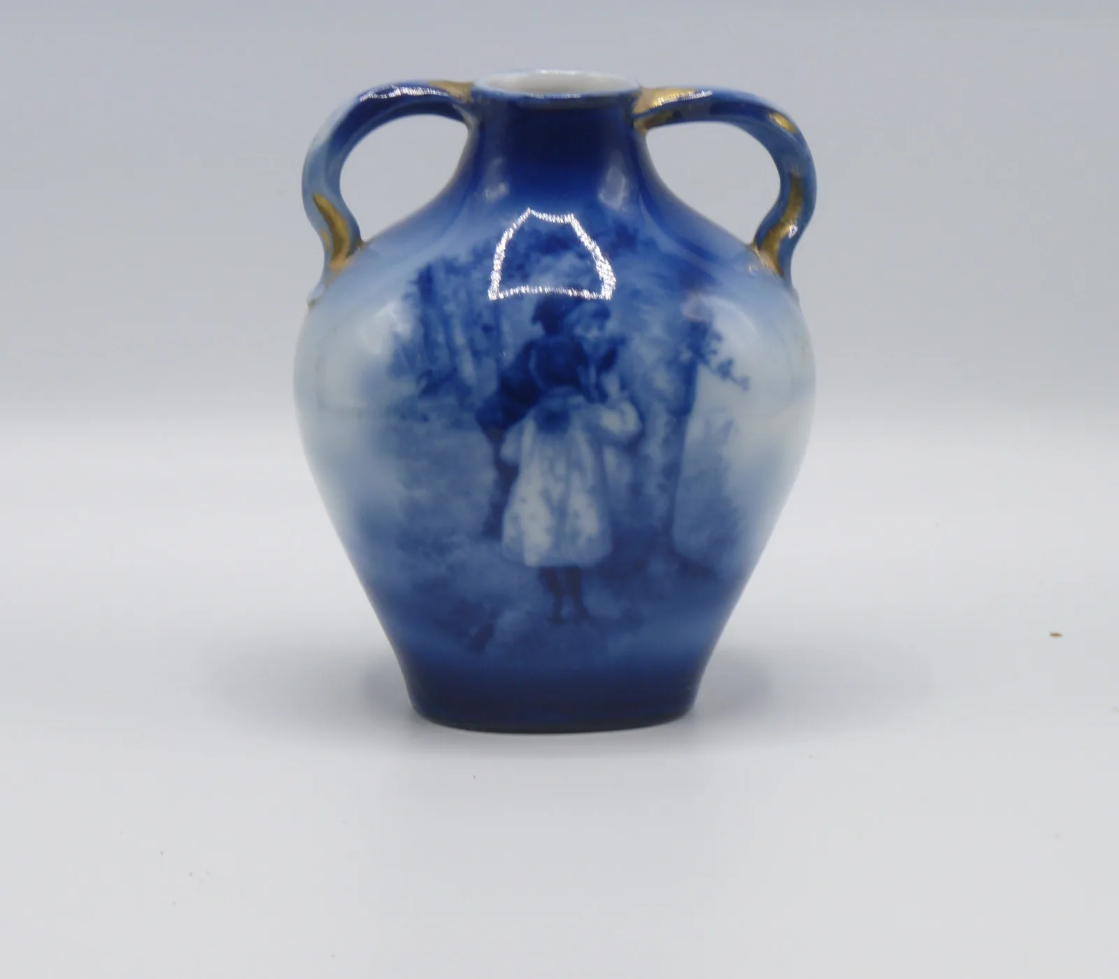 Miniature Flow Blue Babes In The Wood Vase -Blue Children