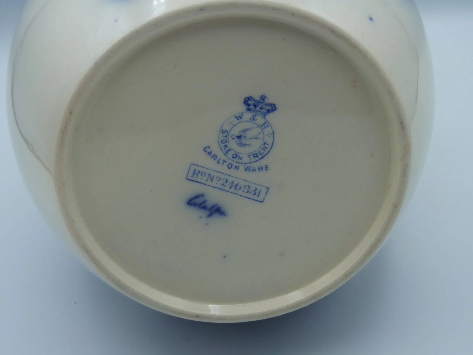 Flow Blue Biscuit Barrel – Silver Plated Fitments - Image 7